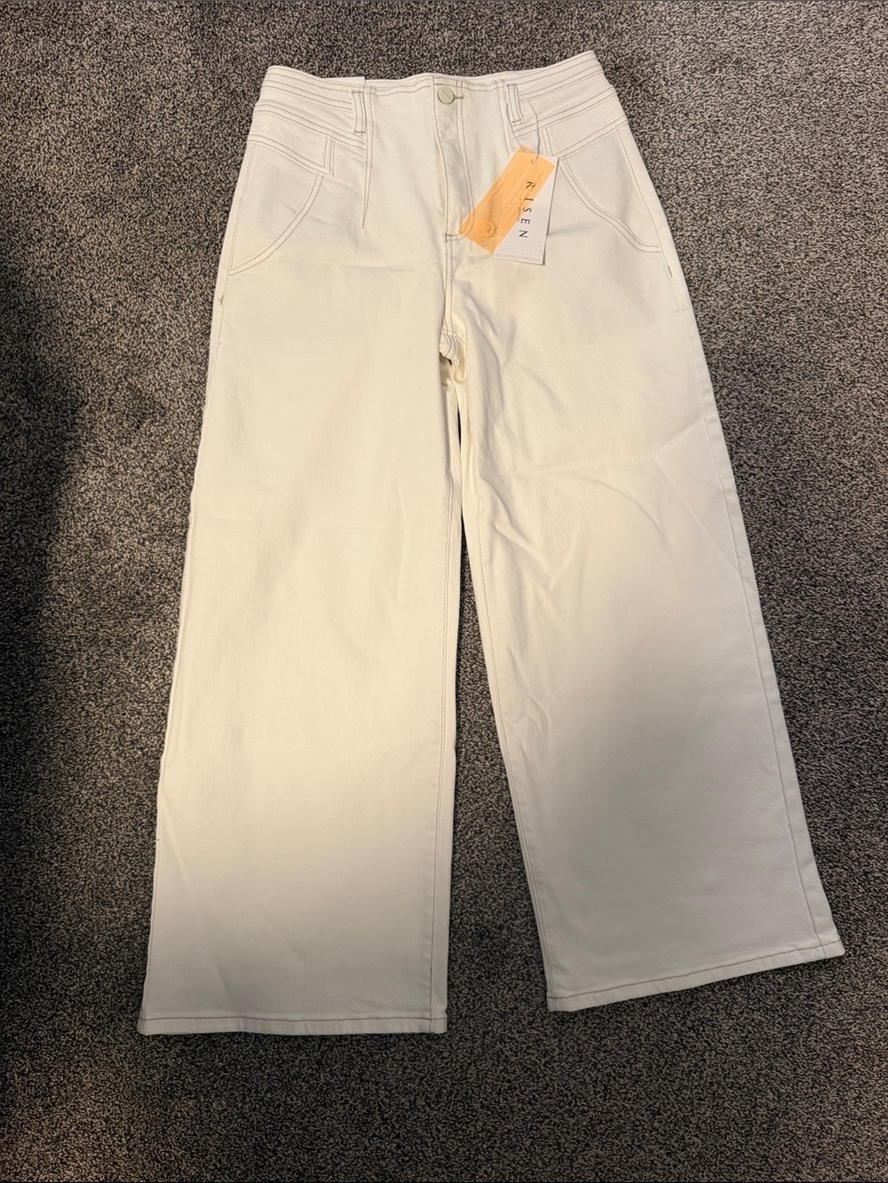 High-Rise Wide Leg Jeans in Cream